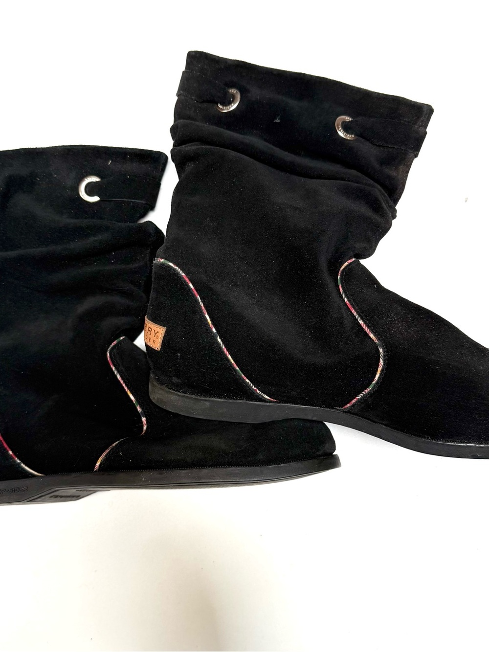 Sperry Black Suede Top-Sider with Brown Leather Heel Patch